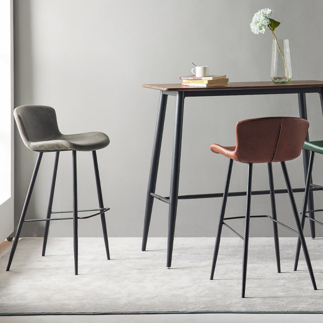 Taburete de bar de estilo moderno, taburetes de bar con base metálica y asiento de piel sintética para cocina