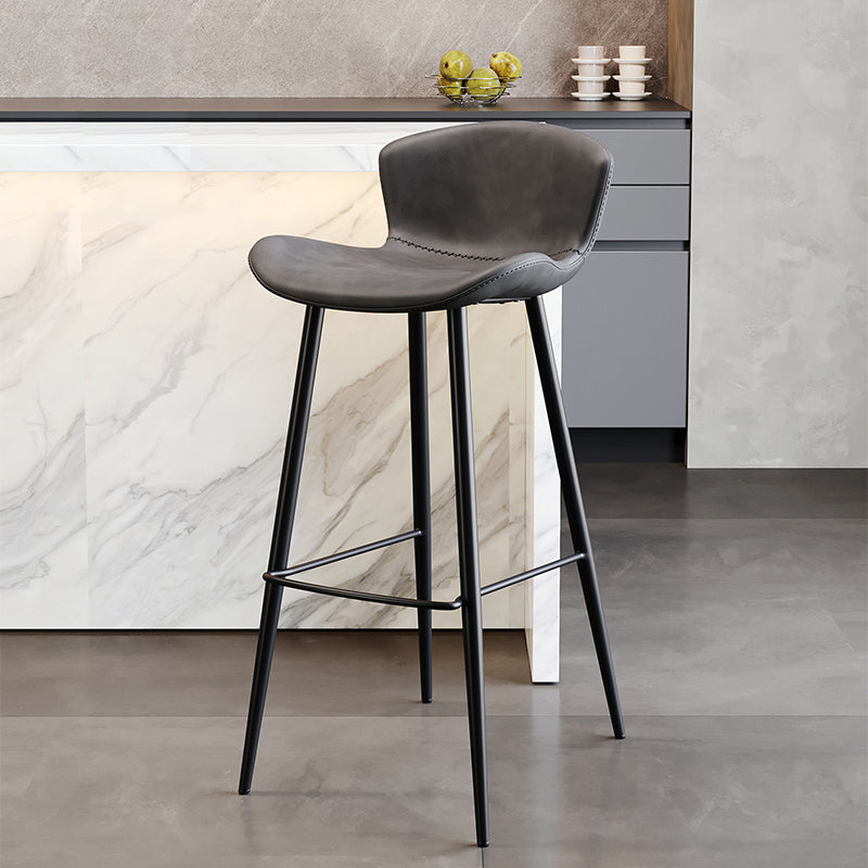 Taburete de bar de estilo moderno, taburetes de bar con base metálica y asiento de piel sintética para cocina