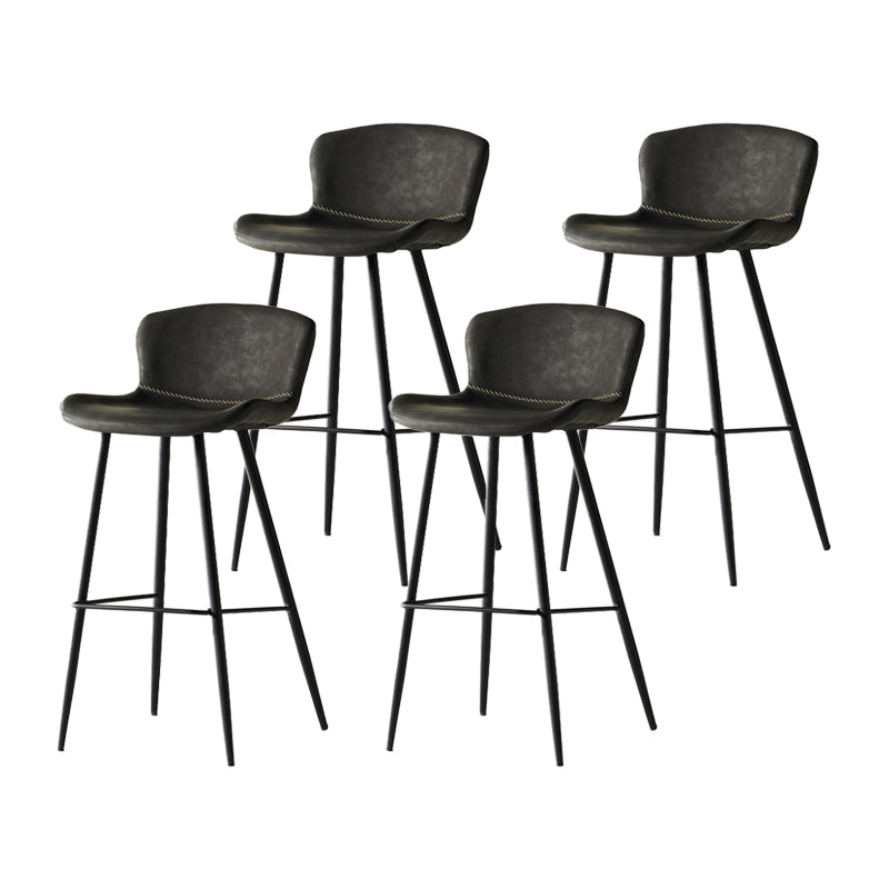 Taburete de bar de estilo moderno, taburetes de bar con base metálica y asiento de piel sintética para cocina