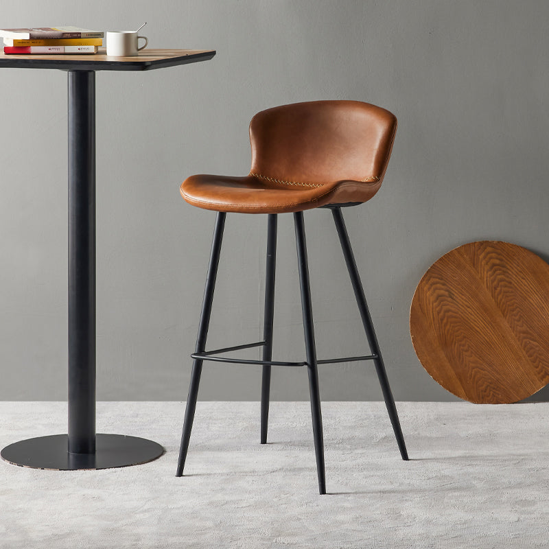 Taburete de bar de estilo moderno, taburetes de bar con base metálica y asiento de piel sintética para cocina