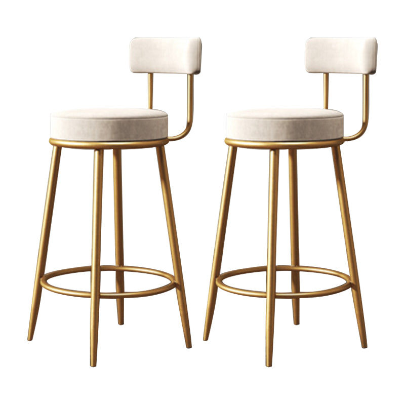 Glam Armless Backrest Counter Stool Iron Household Bar Stool with Velvet Cushion and Pedal