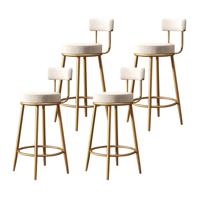 Glam Armless Backrest Counter Stool Iron Household Bar Stool with Velvet Cushion and Pedal