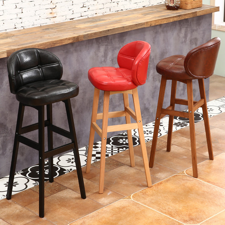 Taburete moderno sin brazos para mostrador, taburete de bar de madera para cajero con cojín y pedal
