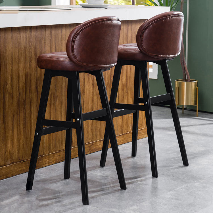 Taburete moderno sin brazos para mostrador, taburete de bar de madera para cajero con cojín y pedal