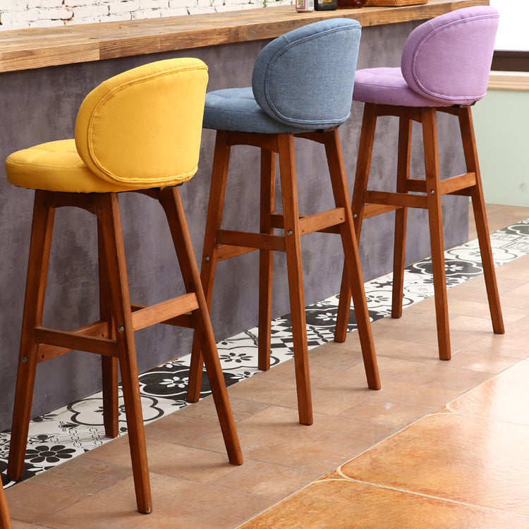 Taburete moderno sin brazos para mostrador, taburete de bar de madera para cajero con cojín y pedal