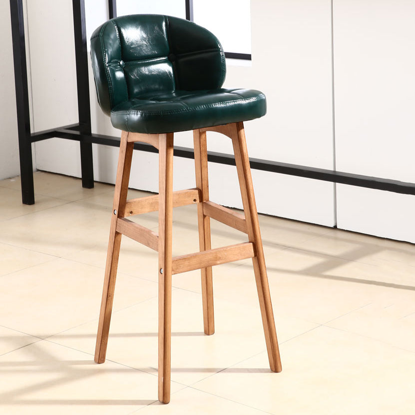 Taburete moderno sin brazos para mostrador, taburete de bar de madera para cajero con cojín y pedal