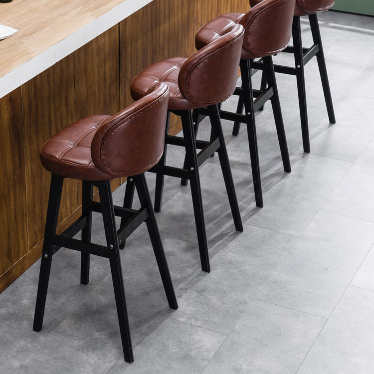 Taburete moderno sin brazos para mostrador, taburete de bar de madera para cajero con cojín y pedal