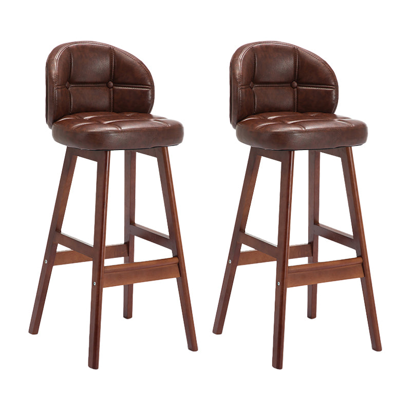 Taburete moderno sin brazos para mostrador, taburete de bar de madera para cajero con cojín y pedal