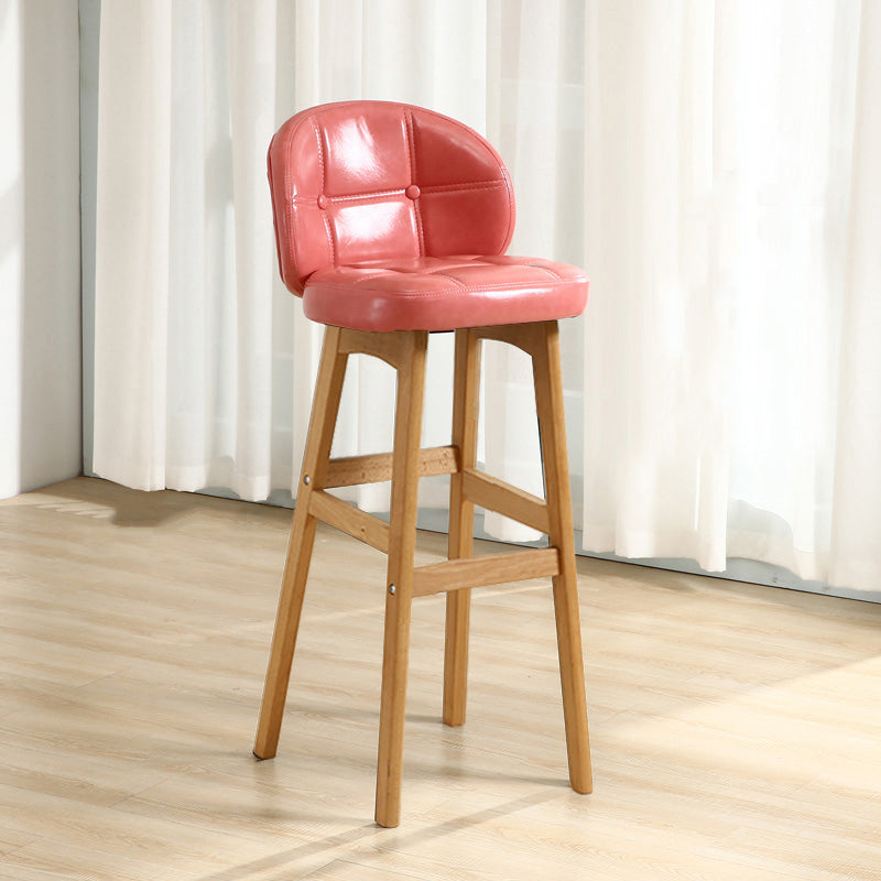 Taburete moderno sin brazos para mostrador, taburete de bar de madera para cajero con cojín y pedal