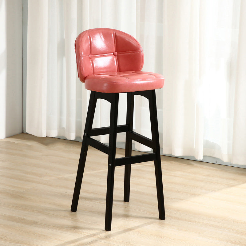 Taburete moderno sin brazos para mostrador, taburete de bar de madera para cajero con cojín y pedal