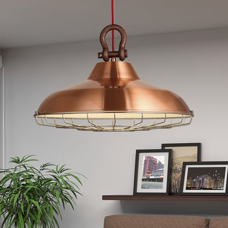Metallrahmen Anhänger Beleuchtung mit Scheunen Schatten Industrial 1 Glühbirnen Wohnzimmer Hanging Lampe in Weiß/Kupfer/Rost
