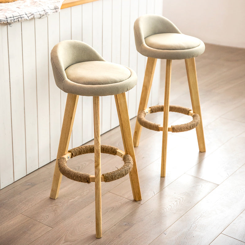 Modern Armless Backrest Counter Stool Wood Milk Tea Shop Bar Stool with Cushion and Pedal