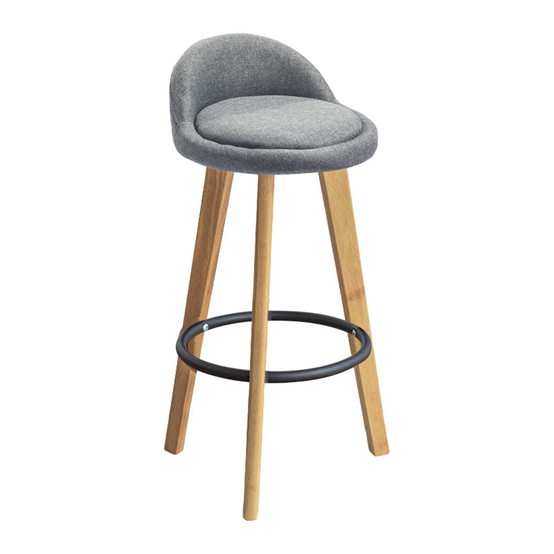 Modern Armless Backrest Counter Stool Wood Milk Tea Shop Bar Stool with Cushion and Pedal