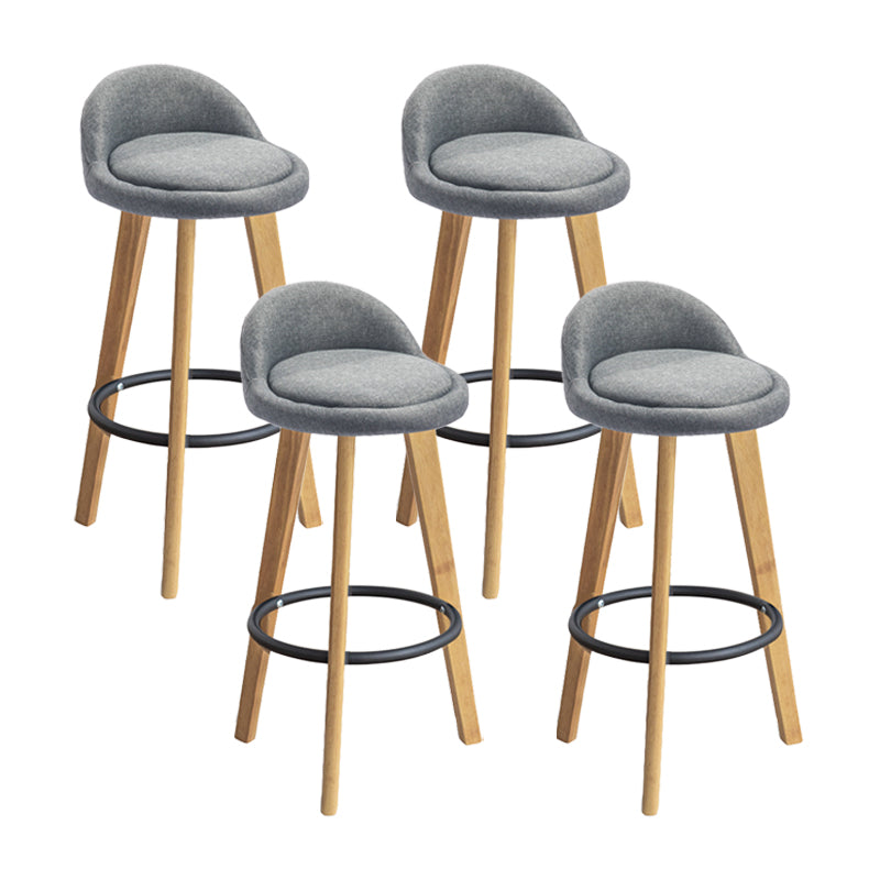 Modern Armless Backrest Counter Stool Wood Milk Tea Shop Bar Stool with Cushion and Pedal