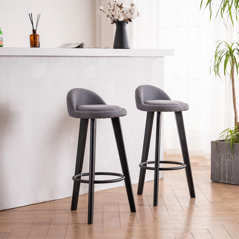 Modern Armless Backrest Counter Stool Wood Milk Tea Shop Bar Stool with Cushion and Pedal