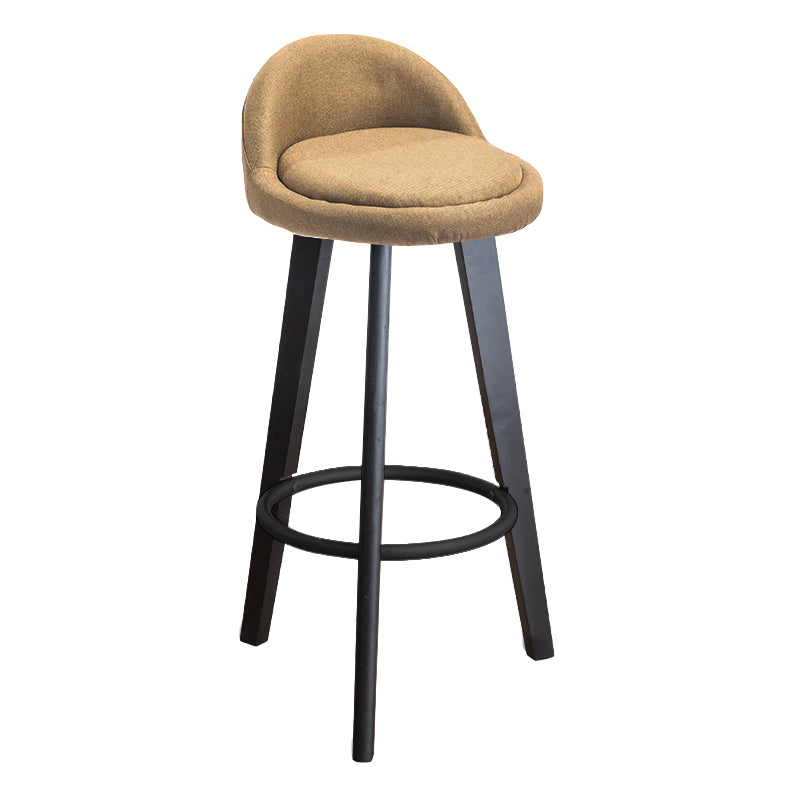 Modern Armless Backrest Counter Stool Wood Milk Tea Shop Bar Stool with Cushion and Pedal