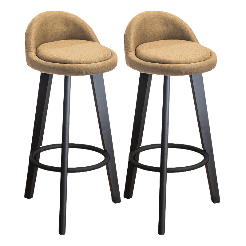 Modern Armless Backrest Counter Stool Wood Milk Tea Shop Bar Stool with Cushion and Pedal