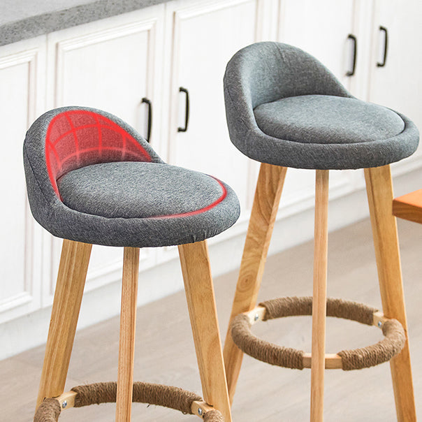 Modern Armless Backrest Counter Stool Wood Milk Tea Shop Bar Stool with Cushion and Pedal