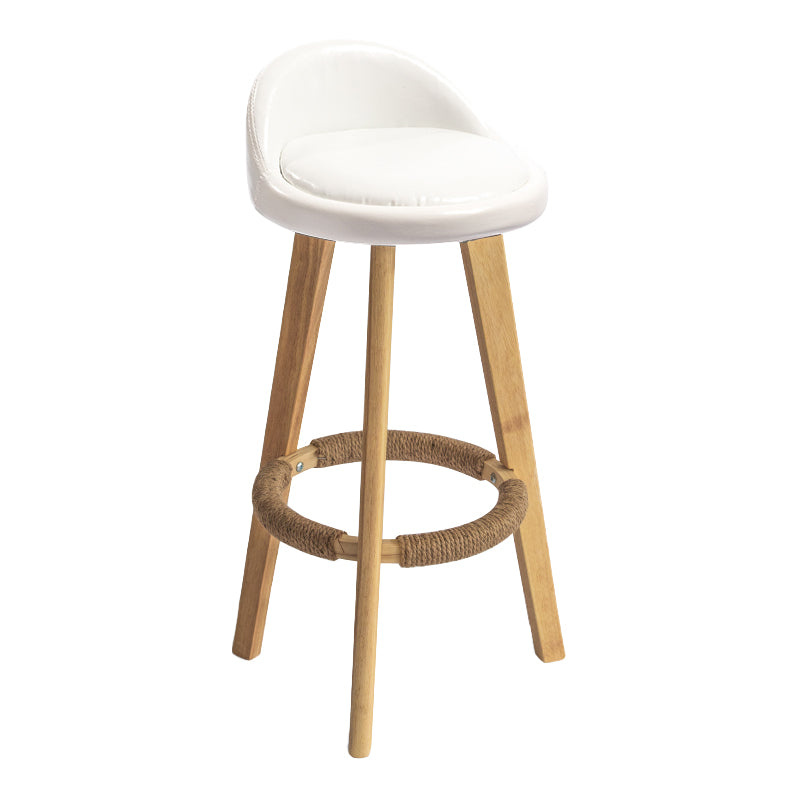 Modern Armless Backrest Counter Stool Wood Milk Tea Shop Bar Stool with Cushion and Pedal