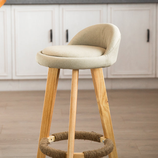 Modern Armless Backrest Counter Stool Wood Milk Tea Shop Bar Stool with Cushion and Pedal