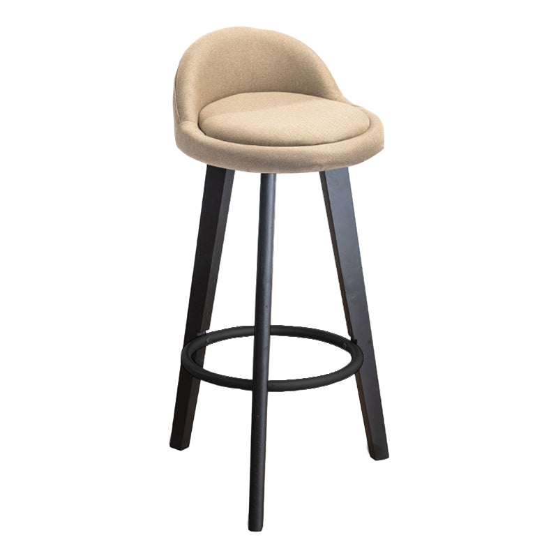 Modern Armless Backrest Counter Stool Wood Milk Tea Shop Bar Stool with Cushion and Pedal