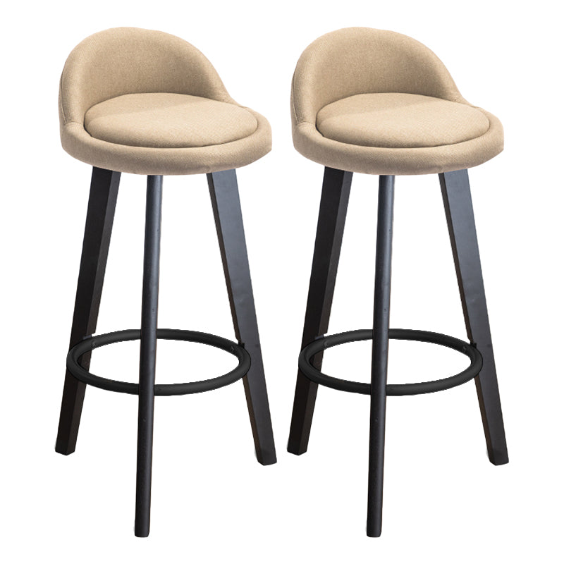Modern Armless Backrest Counter Stool Wood Milk Tea Shop Bar Stool with Cushion and Pedal
