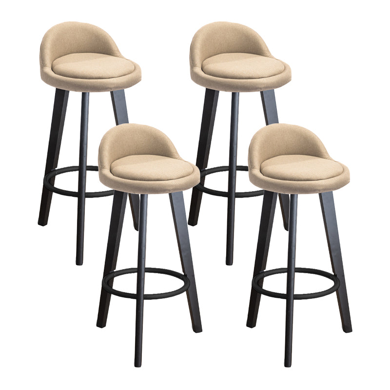 Modern Armless Backrest Counter Stool Wood Milk Tea Shop Bar Stool with Cushion and Pedal