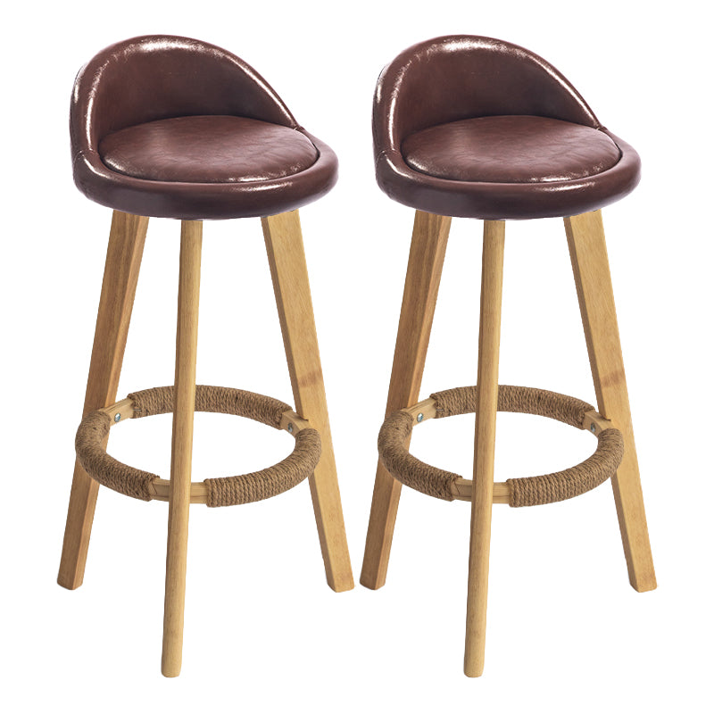 Modern Armless Backrest Counter Stool Wood Milk Tea Shop Bar Stool with Cushion and Pedal