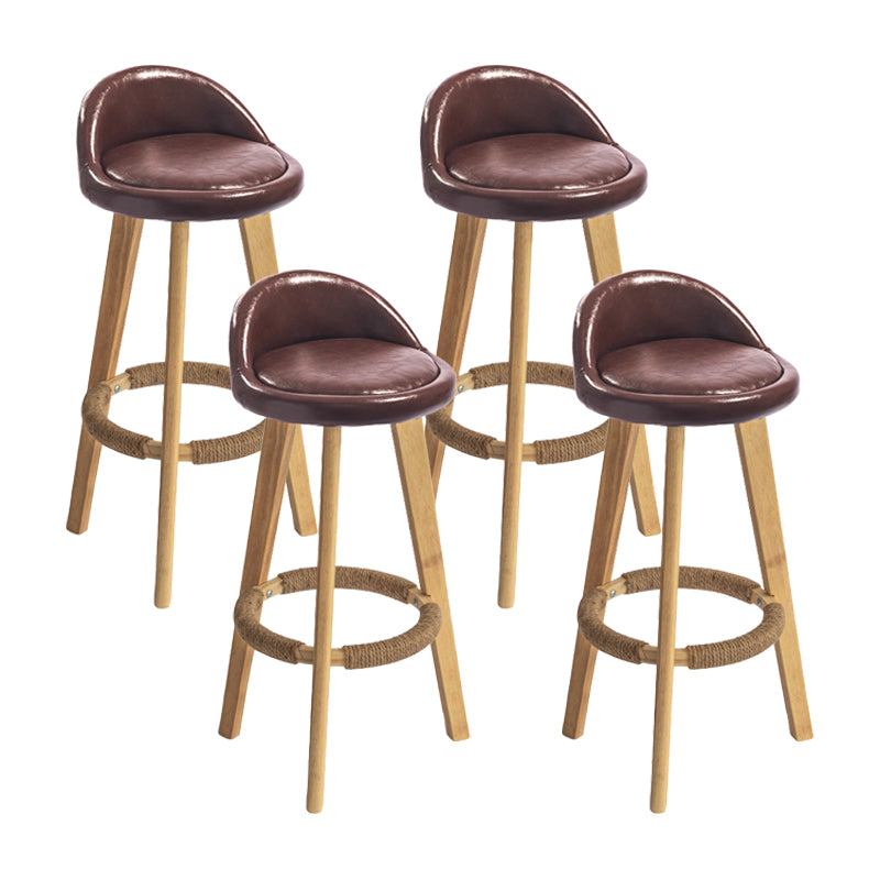 Modern Armless Backrest Counter Stool Wood Milk Tea Shop Bar Stool with Cushion and Pedal