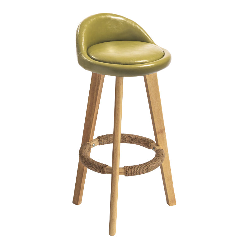 Modern Armless Backrest Counter Stool Wood Milk Tea Shop Bar Stool with Cushion and Pedal