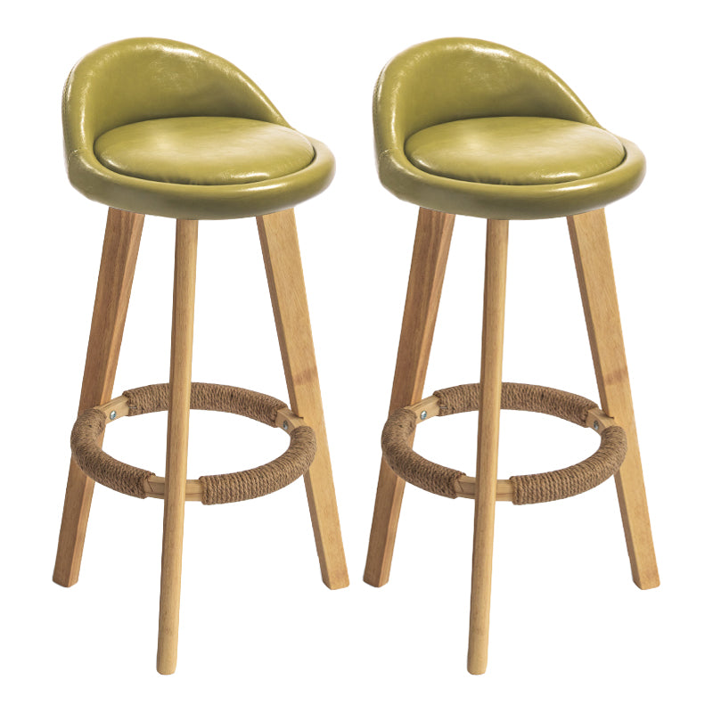 Modern Armless Backrest Counter Stool Wood Milk Tea Shop Bar Stool with Cushion and Pedal