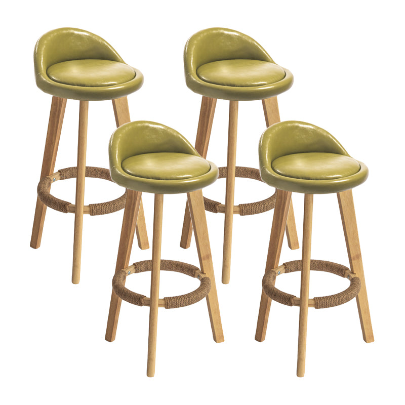 Modern Armless Backrest Counter Stool Wood Milk Tea Shop Bar Stool with Cushion and Pedal