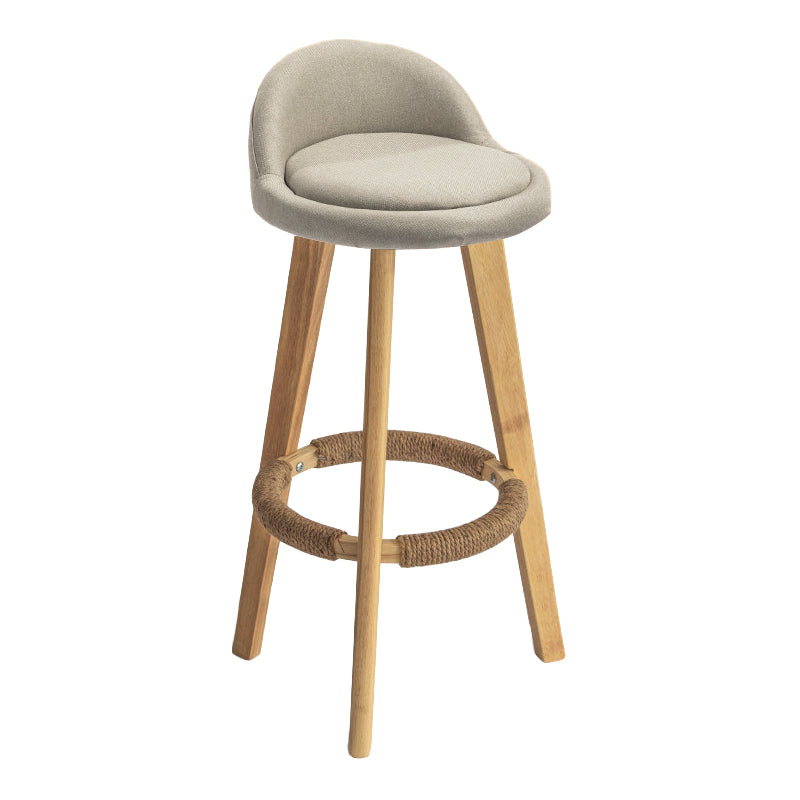 Modern Armless Backrest Counter Stool Wood Milk Tea Shop Bar Stool with Cushion and Pedal