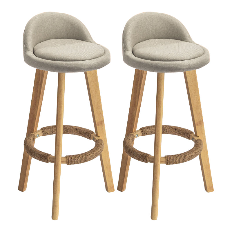 Modern Armless Backrest Counter Stool Wood Milk Tea Shop Bar Stool with Cushion and Pedal
