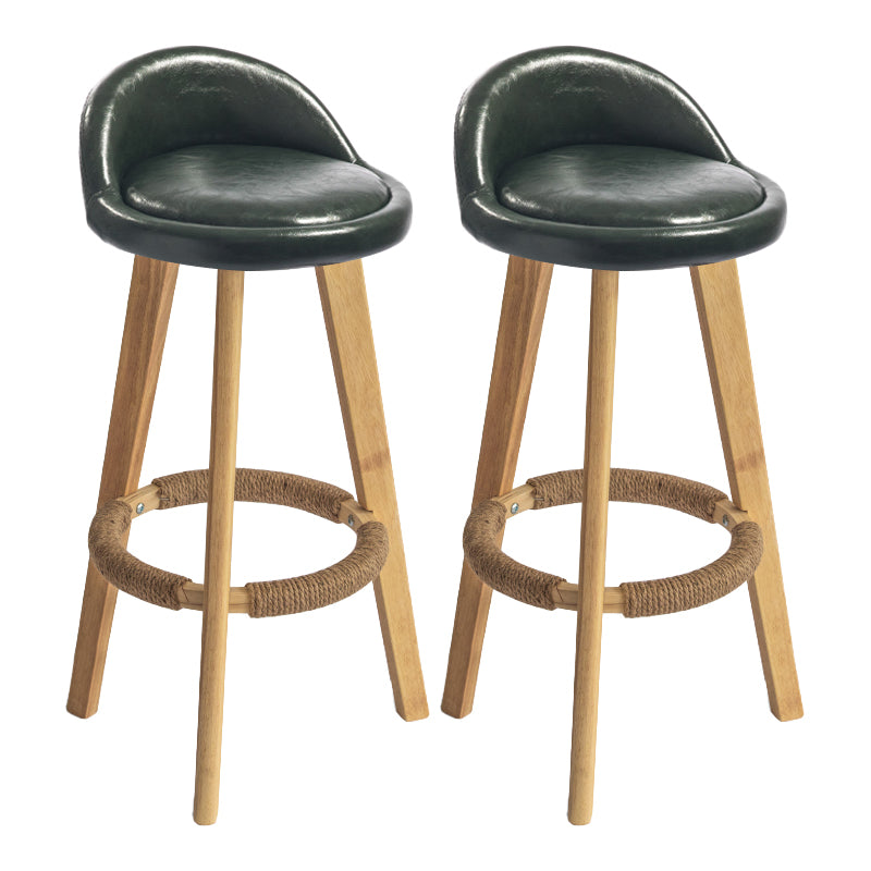 Modern Armless Backrest Counter Stool Wood Milk Tea Shop Bar Stool with Cushion and Pedal