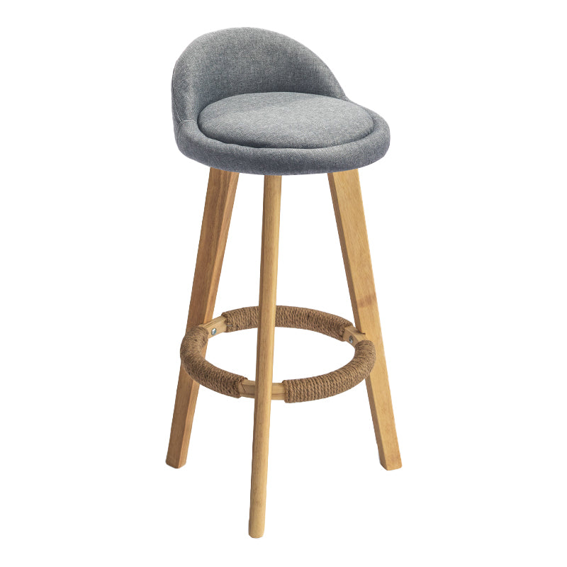 Modern Armless Backrest Counter Stool Wood Milk Tea Shop Bar Stool with Cushion and Pedal