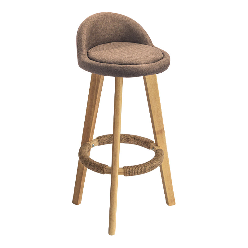 Modern Armless Backrest Counter Stool Wood Milk Tea Shop Bar Stool with Cushion and Pedal