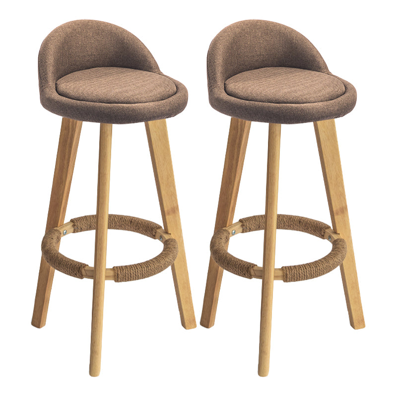 Modern Armless Backrest Counter Stool Wood Milk Tea Shop Bar Stool with Cushion and Pedal