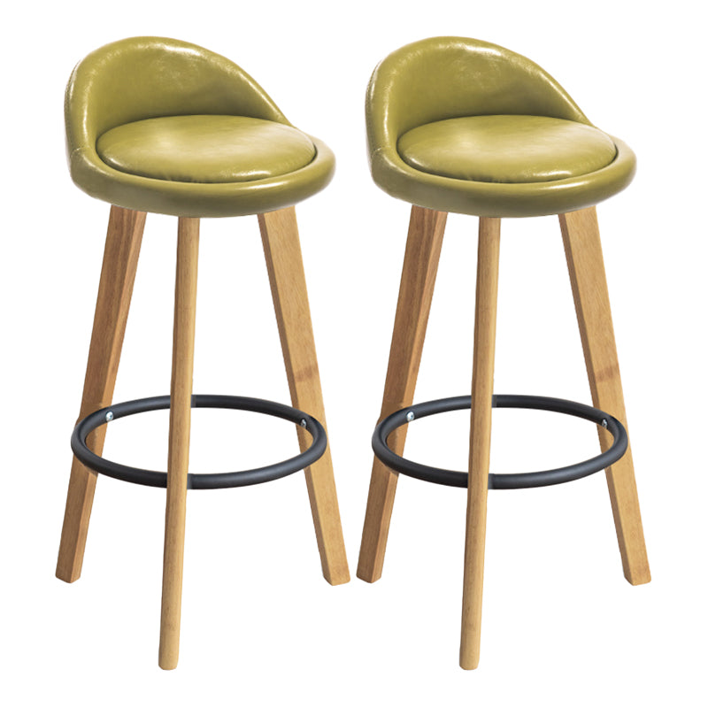 Modern Armless Backrest Counter Stool Wood Milk Tea Shop Bar Stool with Cushion and Pedal