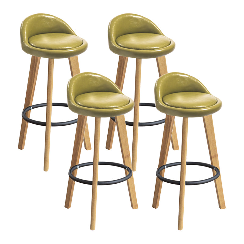 Modern Armless Backrest Counter Stool Wood Milk Tea Shop Bar Stool with Cushion and Pedal