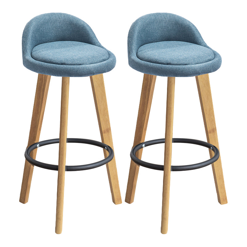 Modern Armless Backrest Counter Stool Wood Milk Tea Shop Bar Stool with Cushion and Pedal