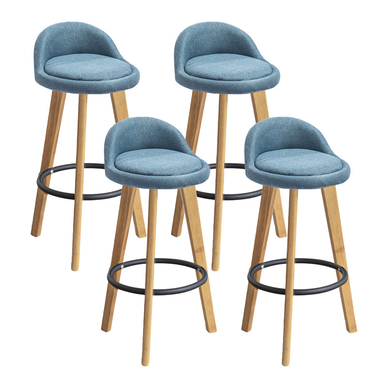 Modern Armless Backrest Counter Stool Wood Milk Tea Shop Bar Stool with Cushion and Pedal