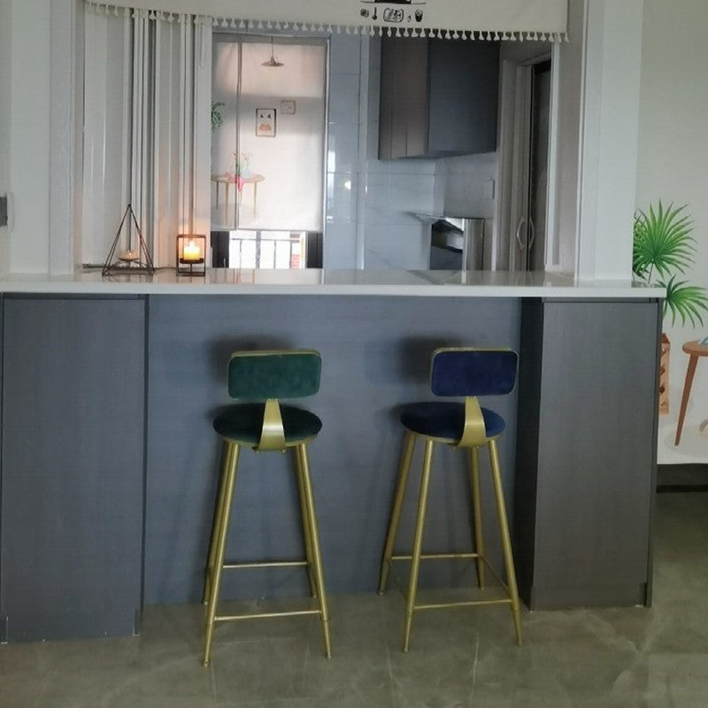 Glam Metal Upholstered Barstool Bristol Bar Stool with Iron Legs and Low Back,Cushion