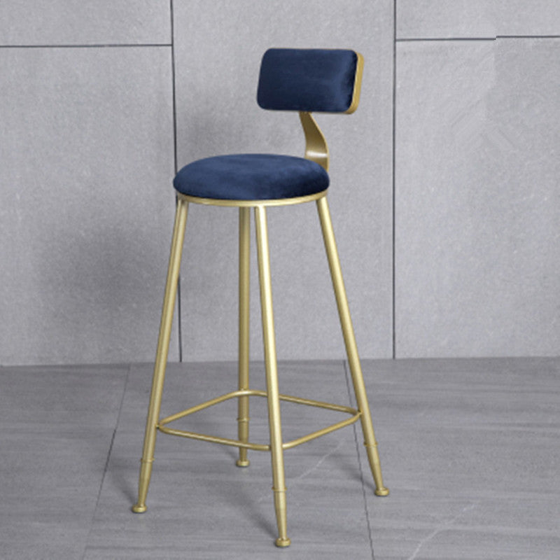 Glam Metal Upholstered Barstool Bristol Bar Stool with Iron Legs and Low Back,Cushion