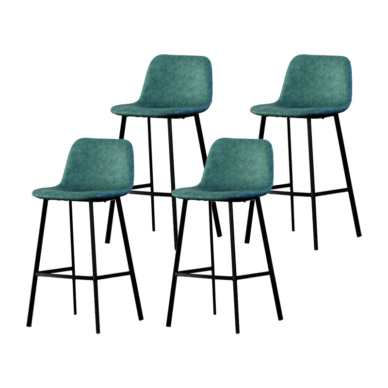 Contemporary Mental Leather Bar Stools Indoor Barstool with Iron Legs and Low Back