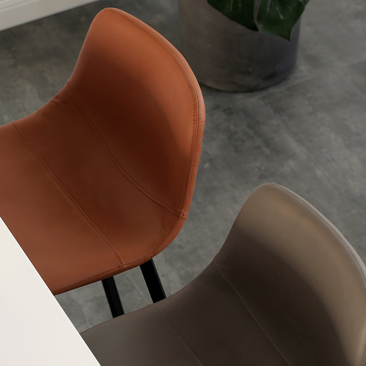 Contemporary Mental Leather Bar Stools Indoor Barstool with Iron Legs and Low Back