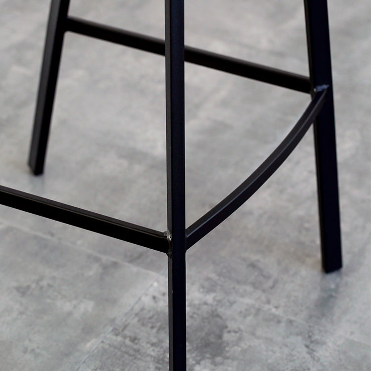 Contemporary Mental Leather Bar Stools Indoor Barstool with Iron Legs and Low Back