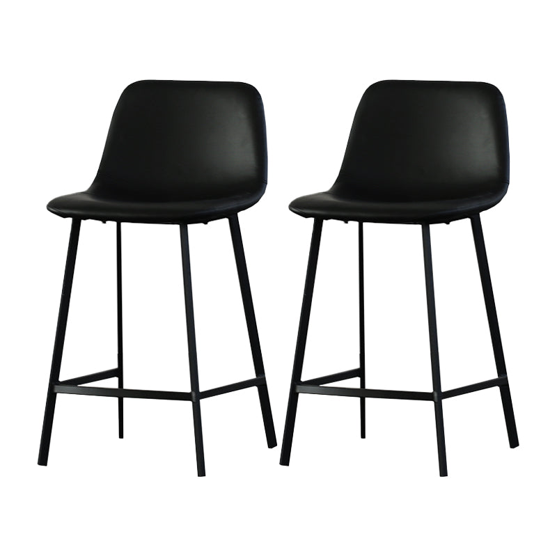 Contemporary Mental Leather Bar Stools Indoor Barstool with Iron Legs and Low Back