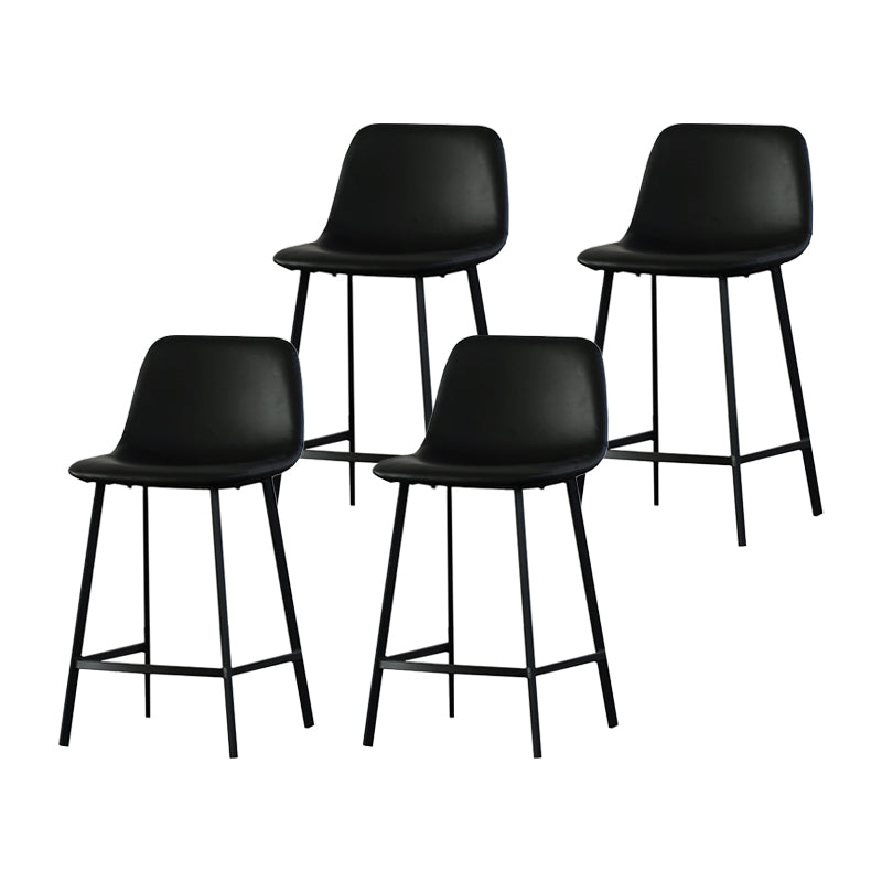 Contemporary Mental Leather Bar Stools Indoor Barstool with Iron Legs and Low Back