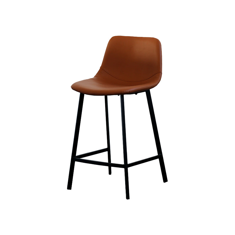 Contemporary Mental Leather Bar Stools Indoor Barstool with Iron Legs and Low Back